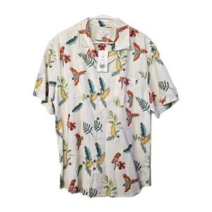 NWT True Craft XL Men Hawaiian Short Sleeve Shirt Parrot Vaca Camp Tropical